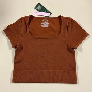 Wild Fable Women's Rust Ribbed Crop Top